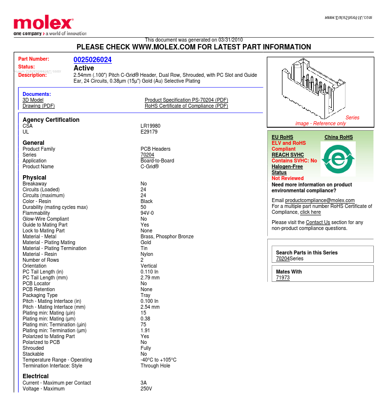 70204-0267 Molex Electronics