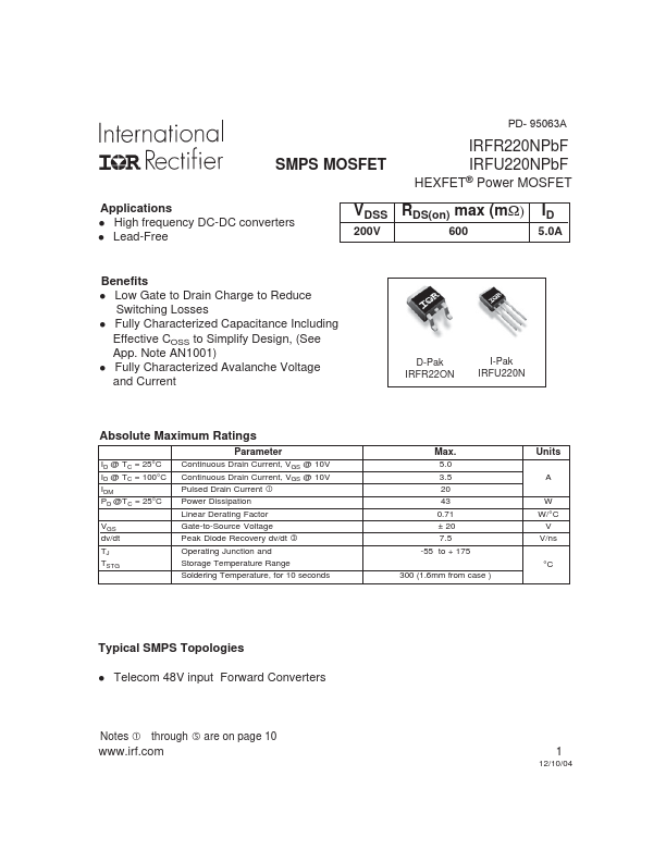 IRFU220N International Rectifier