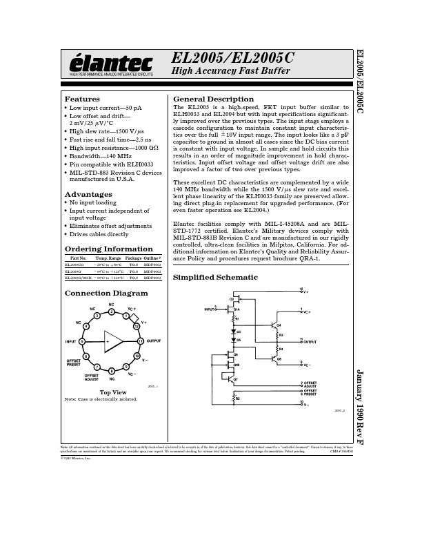 EL883B Elantec Semiconductor