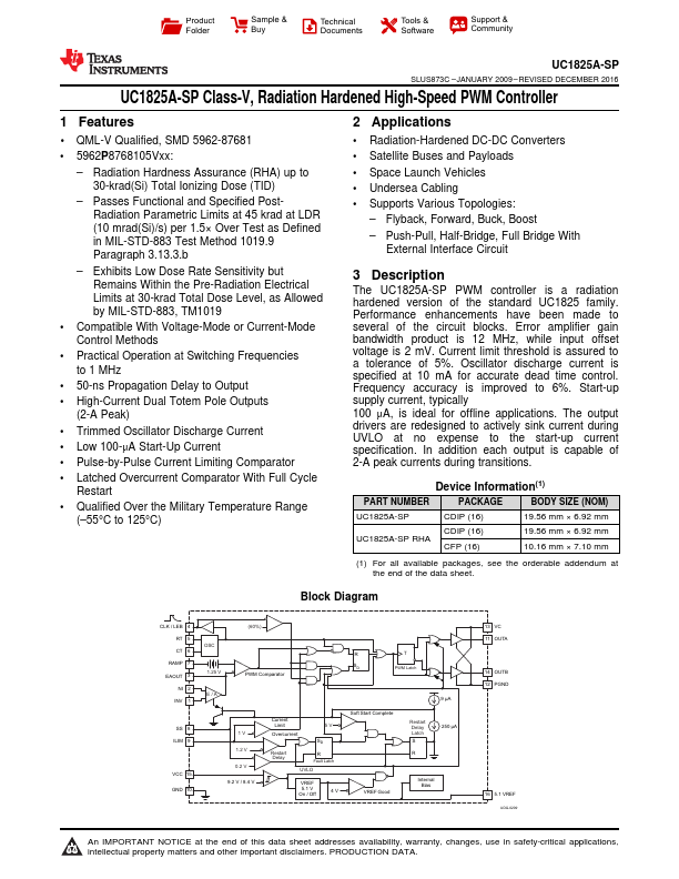 UC1825A-SP Texas Instruments