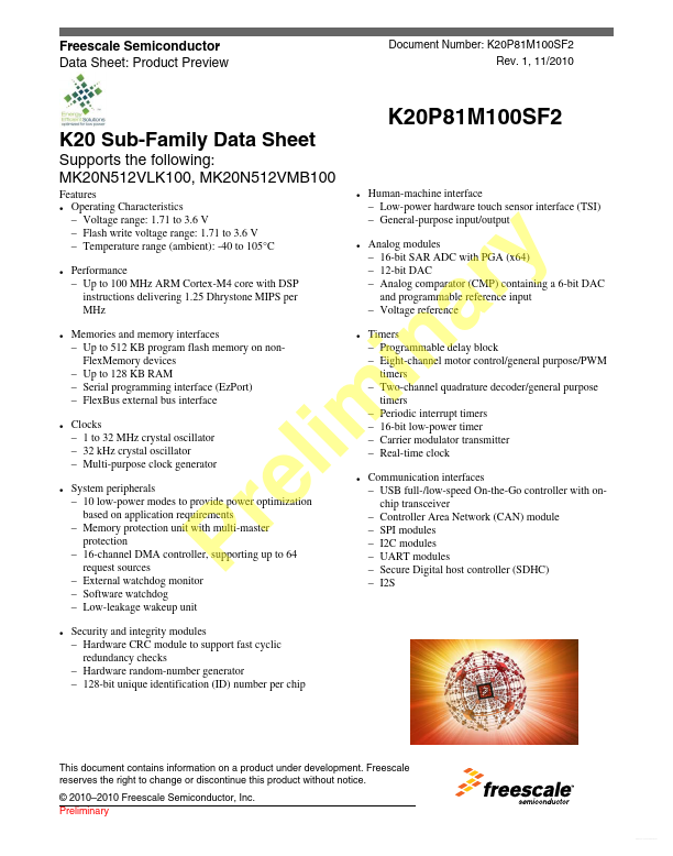 K20P81M100SF2 Freescale Semiconductor