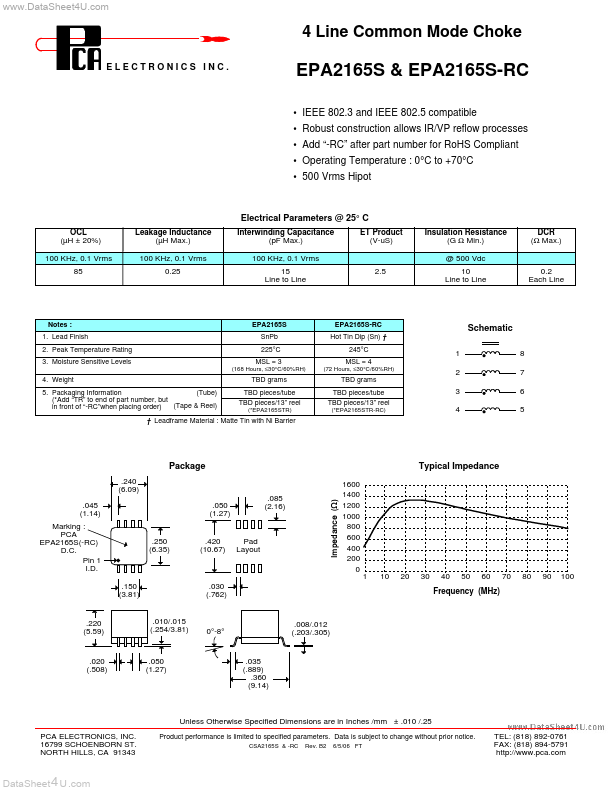 EPA2165S-RC PCA ELECTRONICS