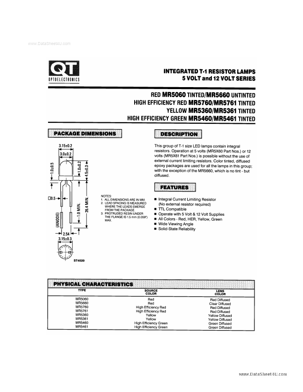 MR5460 QT Optoelectronics