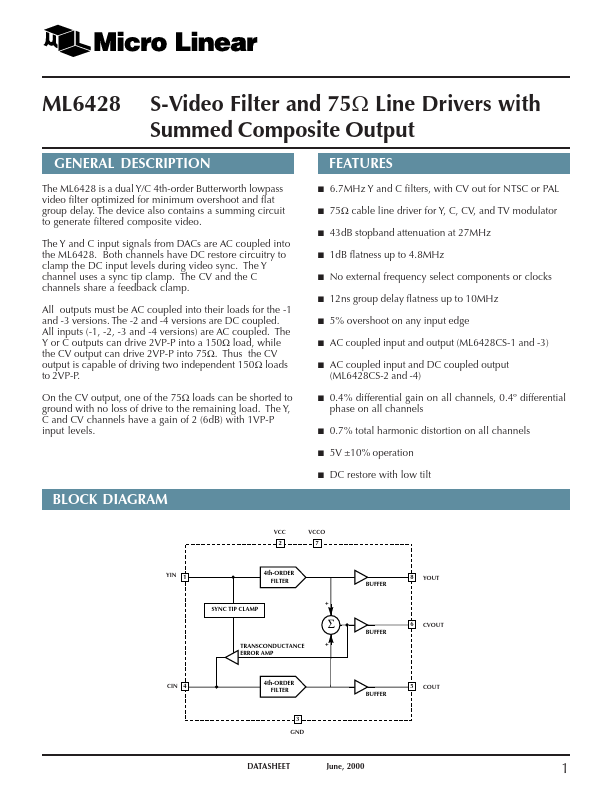 ML6428 Micro Linear