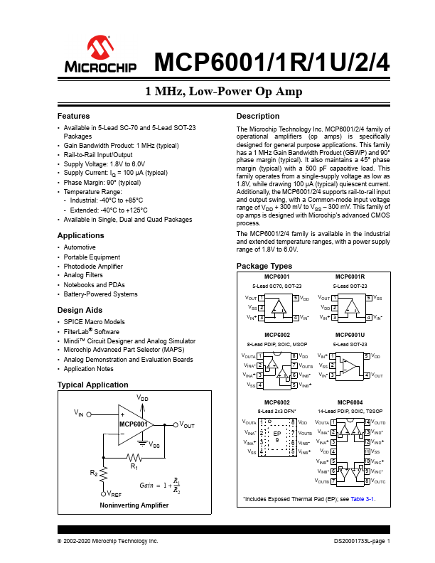 MCP6001R Microchip Technology