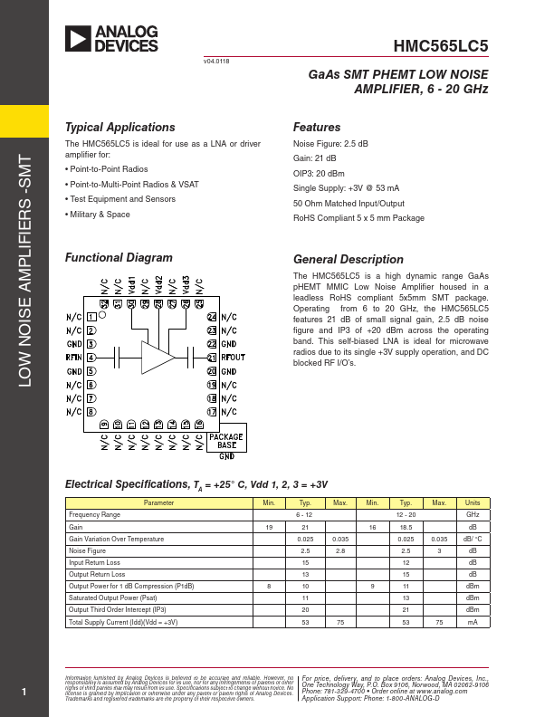 HMC565LC5 Analog Devices