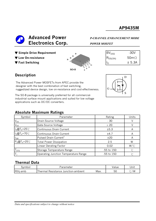 AP9435M Advanced Power Technology