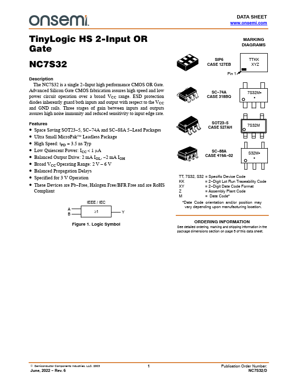 NC7S32 ON Semiconductor