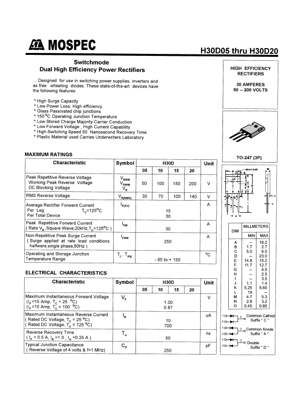 H30D15 Mospec Semiconductor