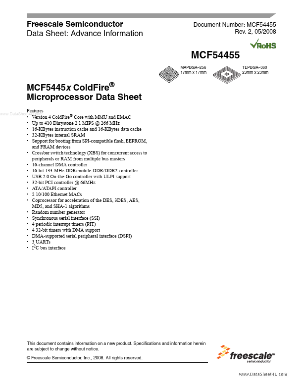 MCF54453 Freescale Semiconductor