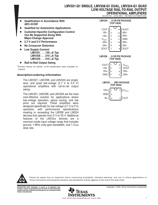 LMV321-Q1 Texas Instruments