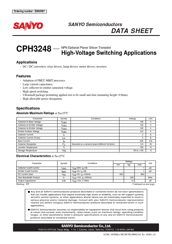 CPH3248 Sanyo Semicon Device