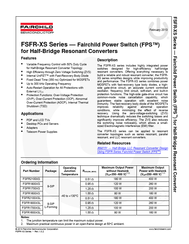 FSFR1700XSL Fairchild Semiconductor