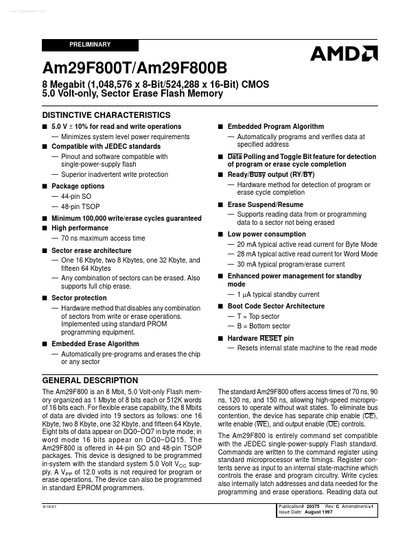 AM29F800B AMD