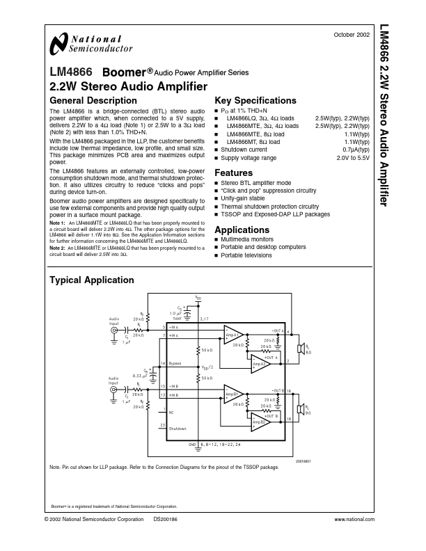 LM4866 National Semiconductor