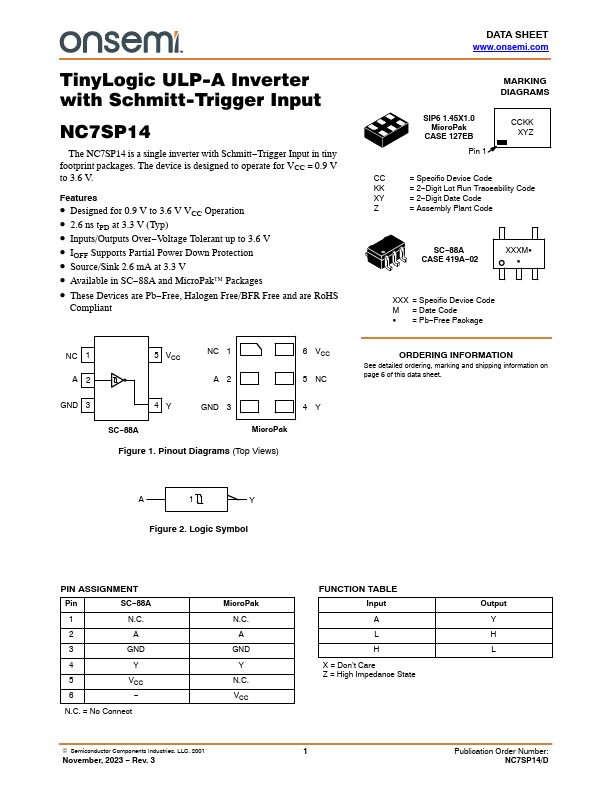 NC7SP14 ON Semiconductor