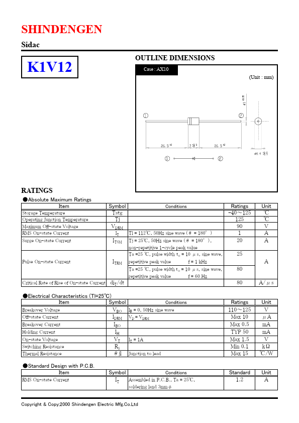 K1V12 Shindengen Mfg.Co.Ltd