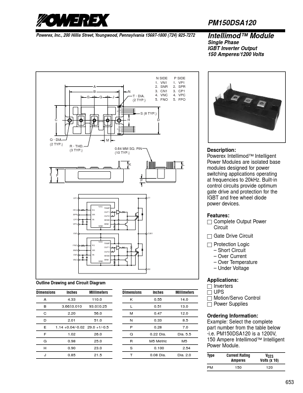 PM150DSA120 Powerex Power Semiconductors