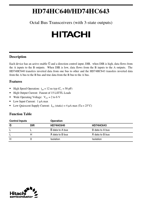 HD74HC643 Hitachi Semiconductor