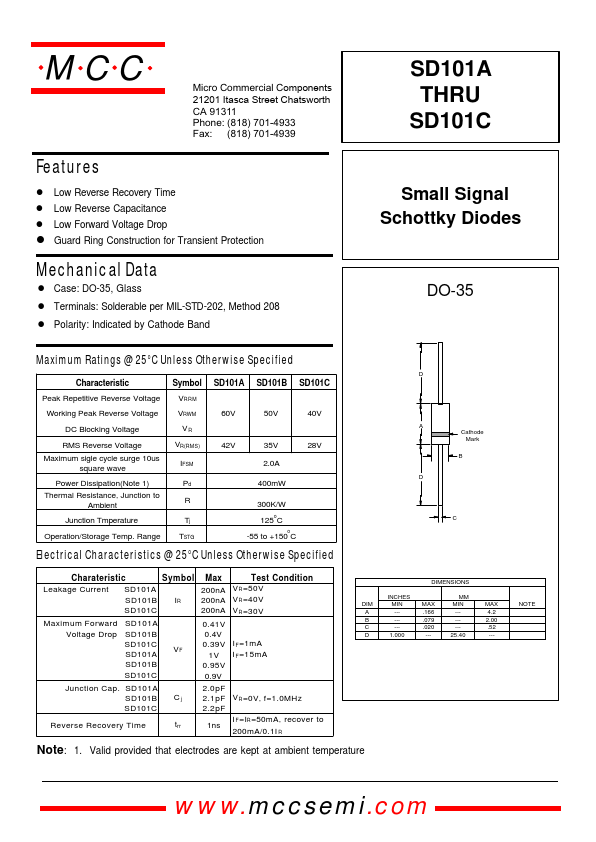 SD101A Micro Commercial Components