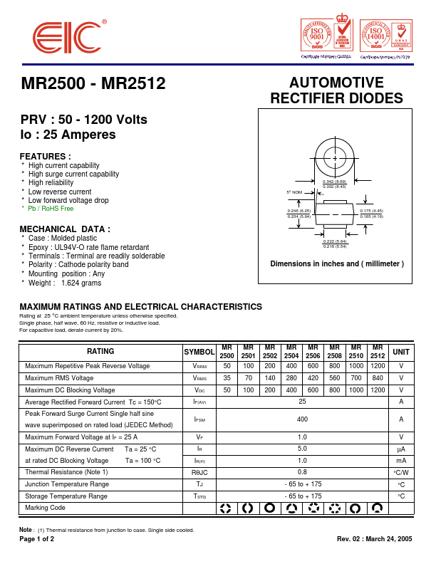 MR2502 EIC discrete Semiconductors