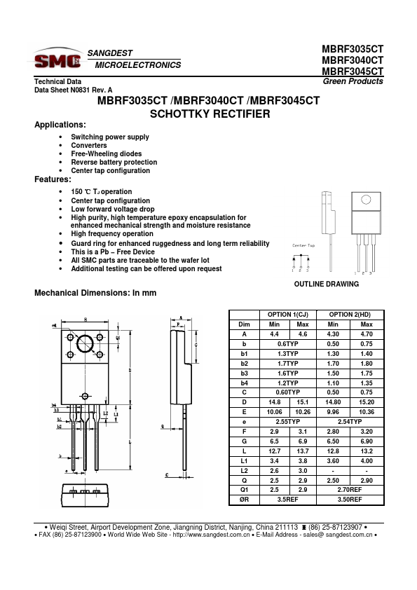 MBRF3035CT SANGDEST MICROELECTRONICS