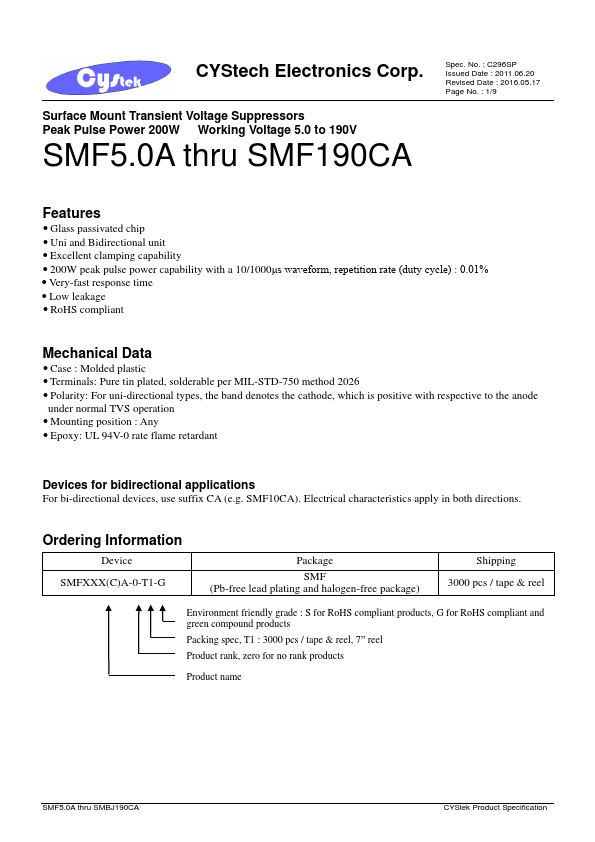 SMF70CA CYStech Electronics