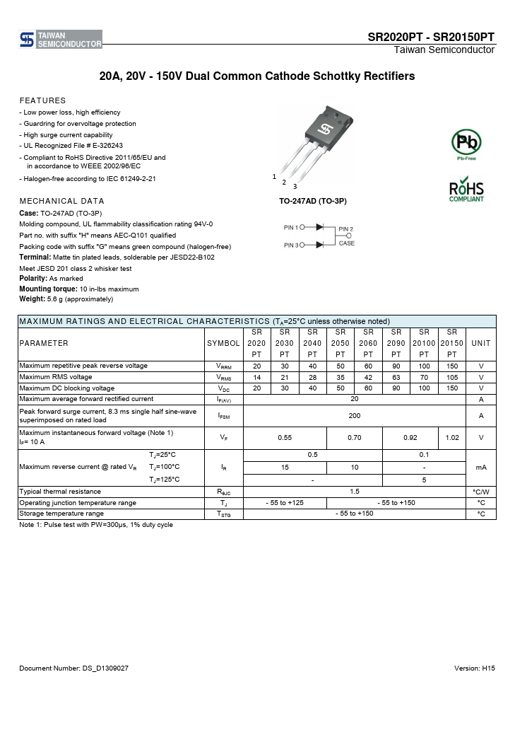 SR2030PT Taiwan Semiconductor