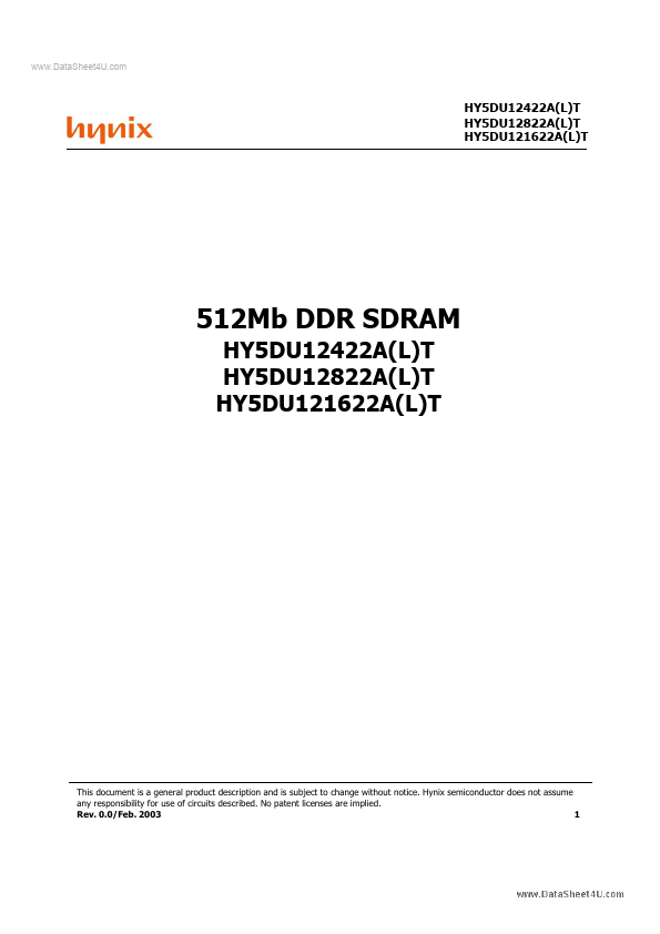 HY5DU12422ALT Hynix Semiconductor