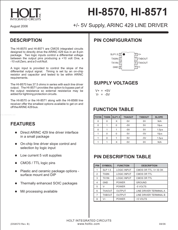 HI-8570 Holt Integrated Circuits