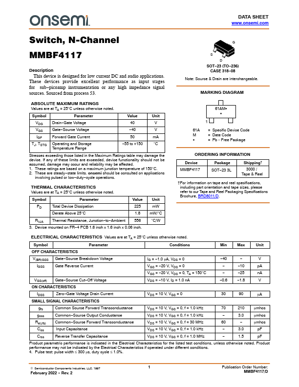 MMBF4117 ON Semiconductor