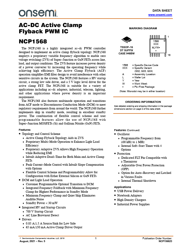 NCP1568 ON Semiconductor