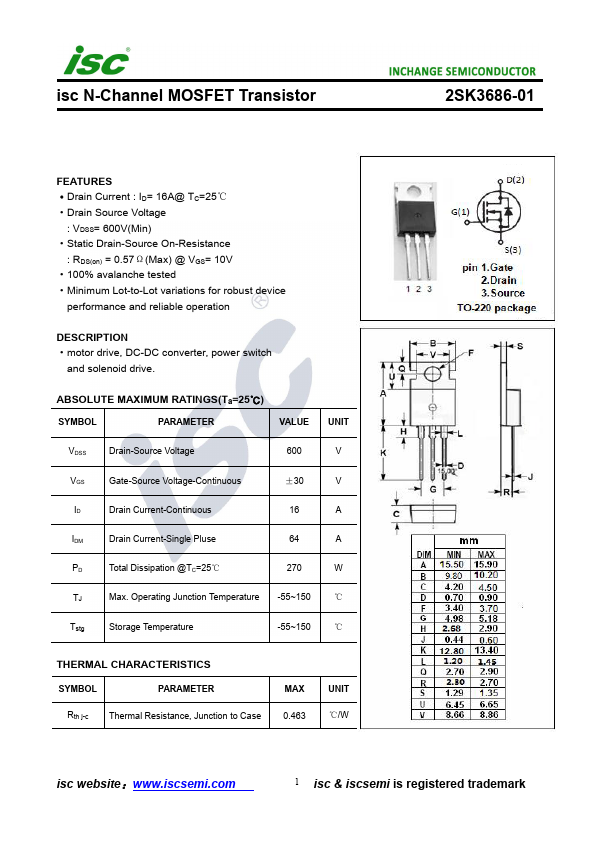 2SK3686-01 Inchange Semiconductor