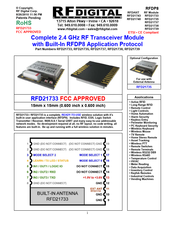 RFD21733 RF Digital