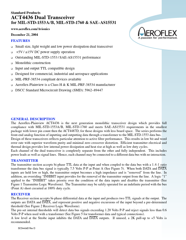 ACT4436 Aeroflex Circuit Technology