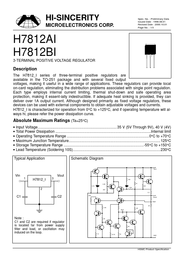 H7812AI Hi-Sincerity Mocroelectronics