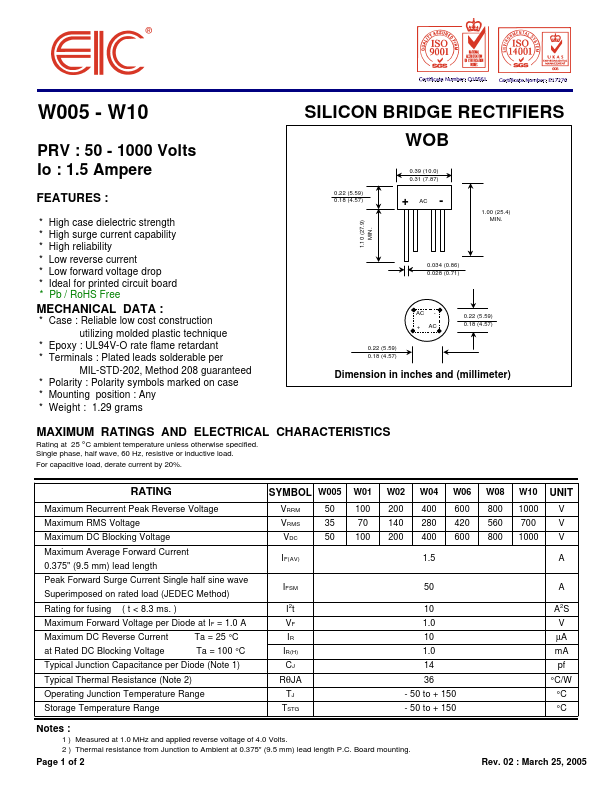 W005 EIC discrete Semiconductors