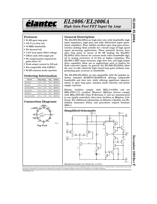 EL883G Elantec Semiconductor