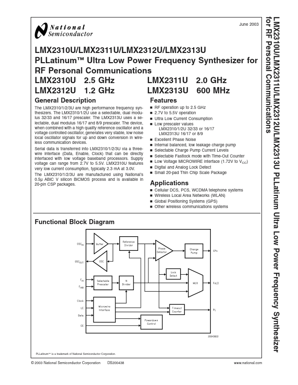 LMX2313U National Semiconductor