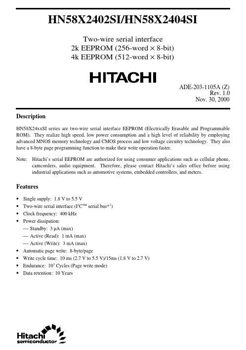 HN58X2402SI Hitachi Semiconductor