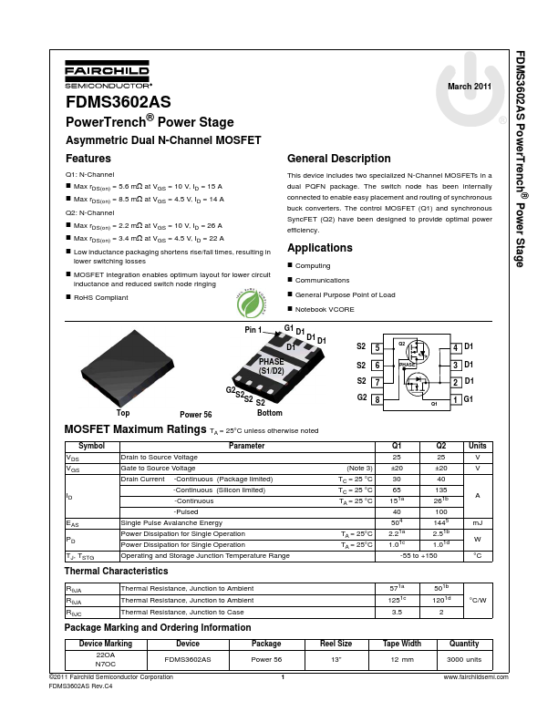 FDMS3602AS Fairchild Semiconductor