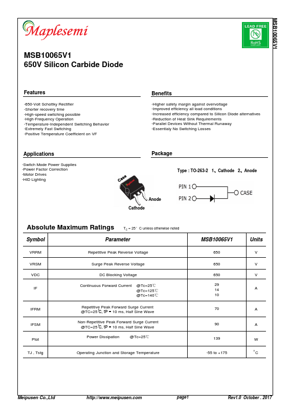 MSB10065V1 Maple Semiconductor