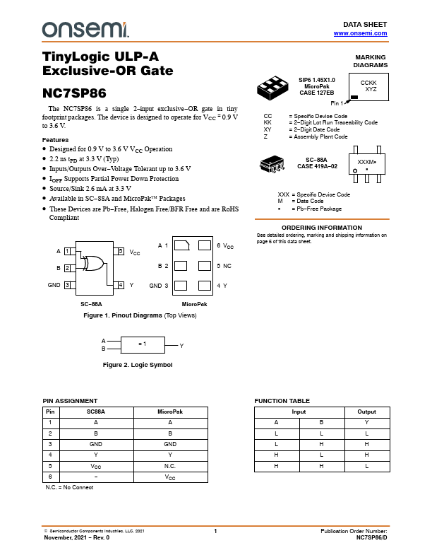 NC7SP86 ON Semiconductor