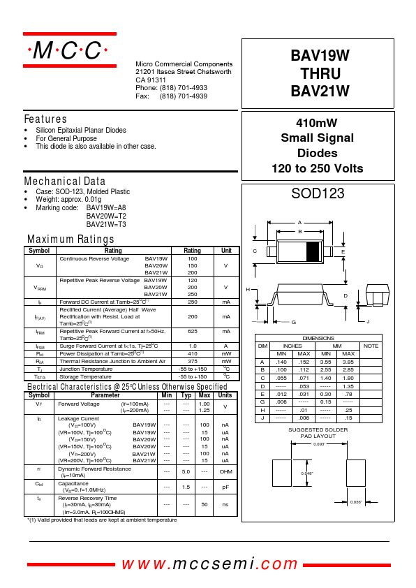 BAV19W Micro Commercial Components