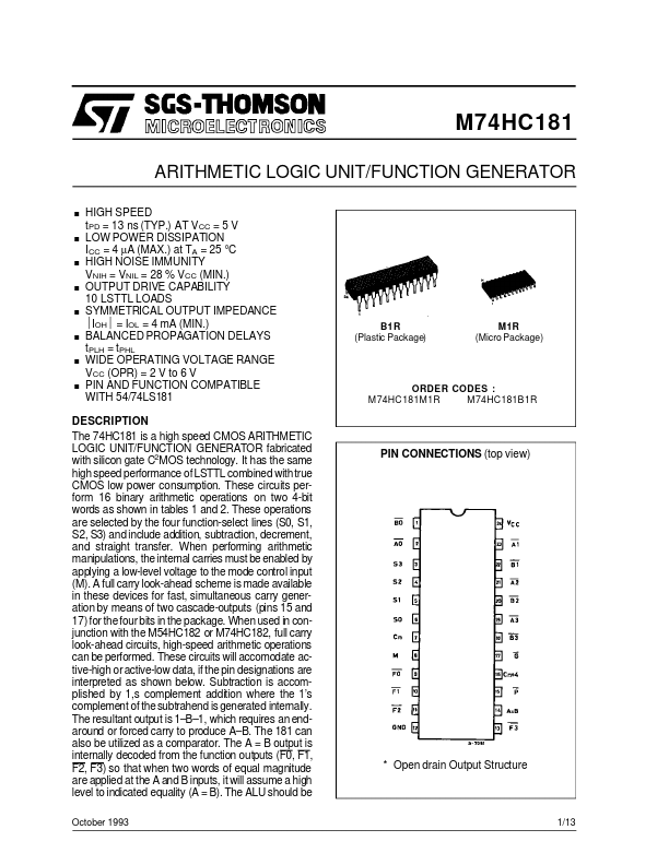 M74HC181 ST Microelectronics