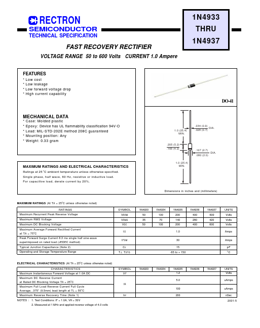 1N4937 Rectron Semiconductor