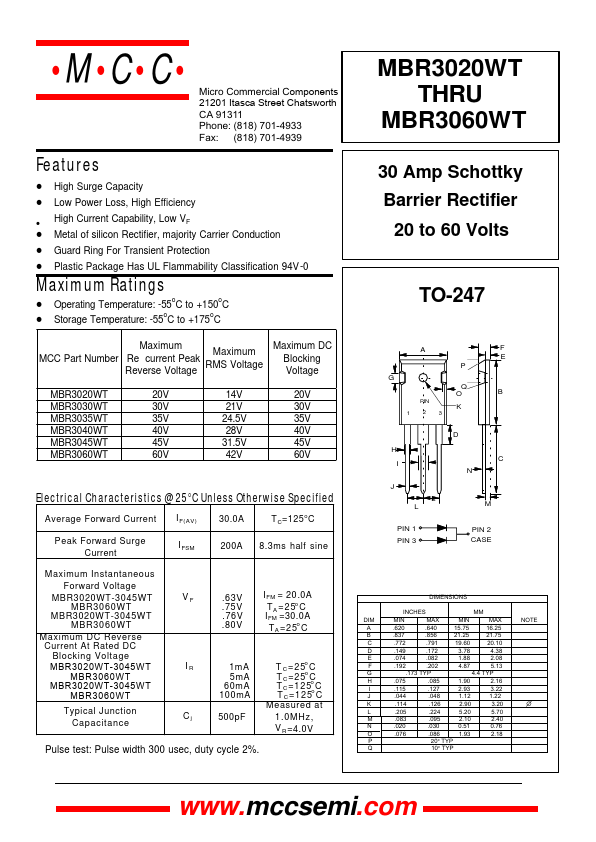 MBR3035WT Micro Commercial Components