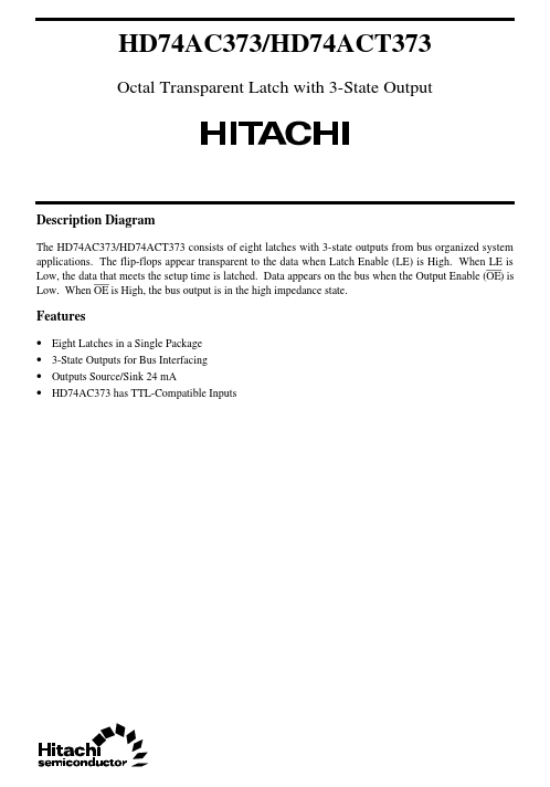 HD74AC373 Hitachi Semiconductor