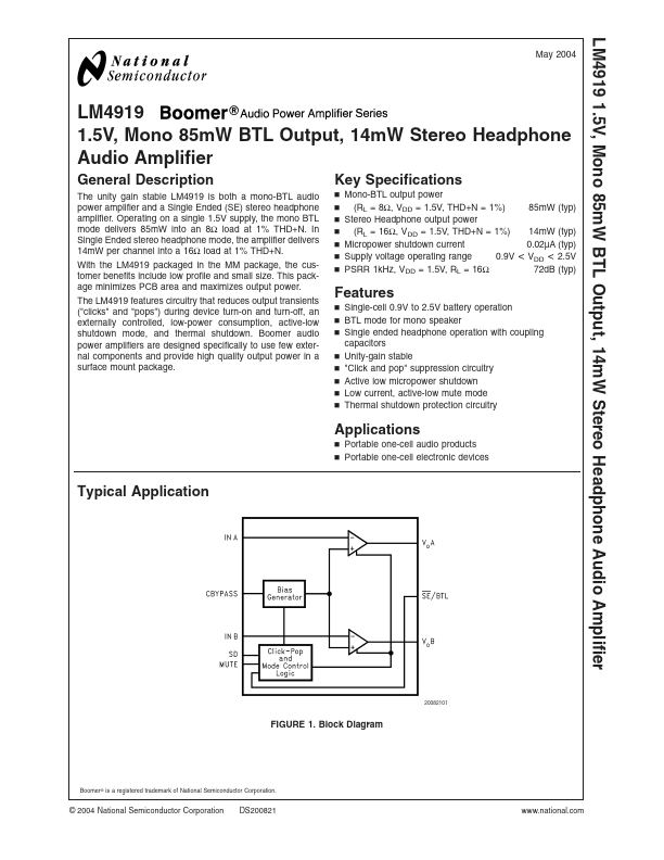 LM4919 National Semiconductor