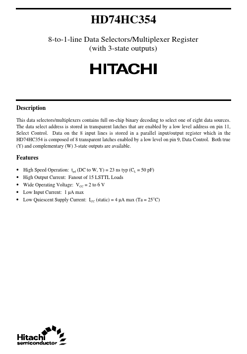 HD74HC354 Hitachi Semiconductor